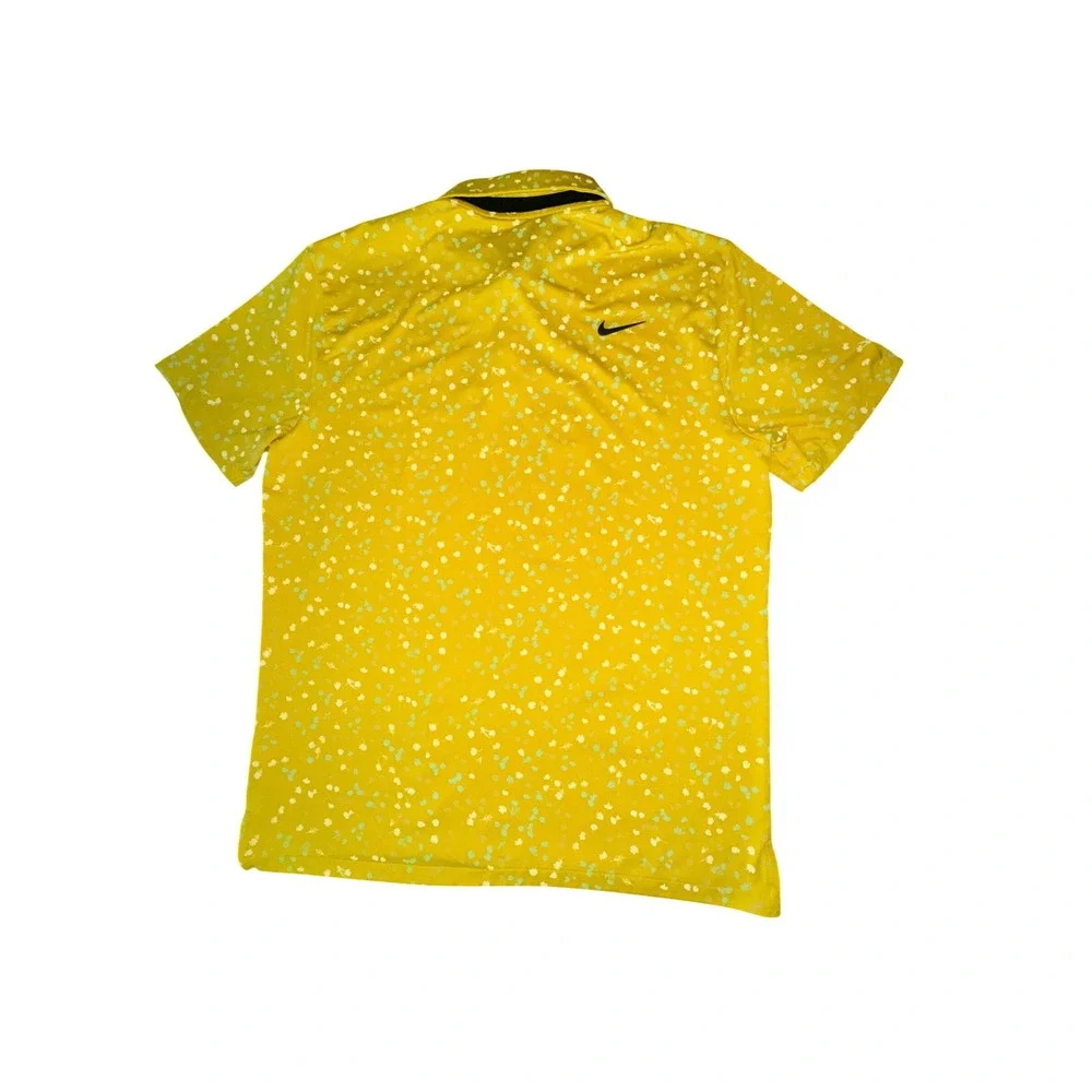 Nike Dri-Fit Victory Tour Floral Golf Polo Yellow Gold Floral Medium